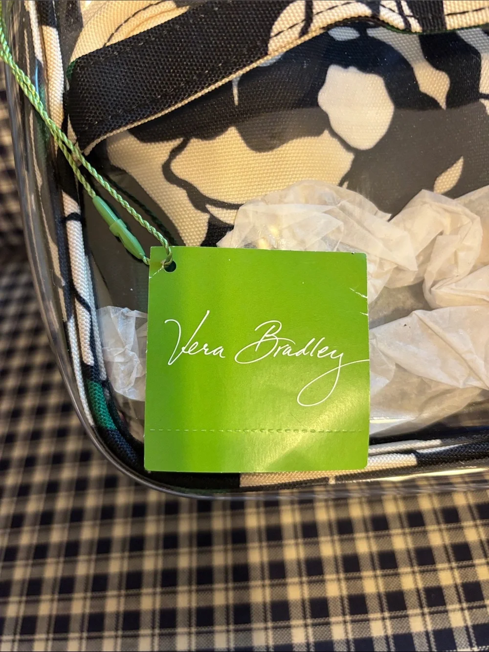 Vera Bradley Black, Green & White Floral Travel Cosmetic Bag set of three